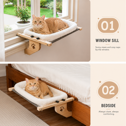 2-in-1 Window & Bedside Cat Perch