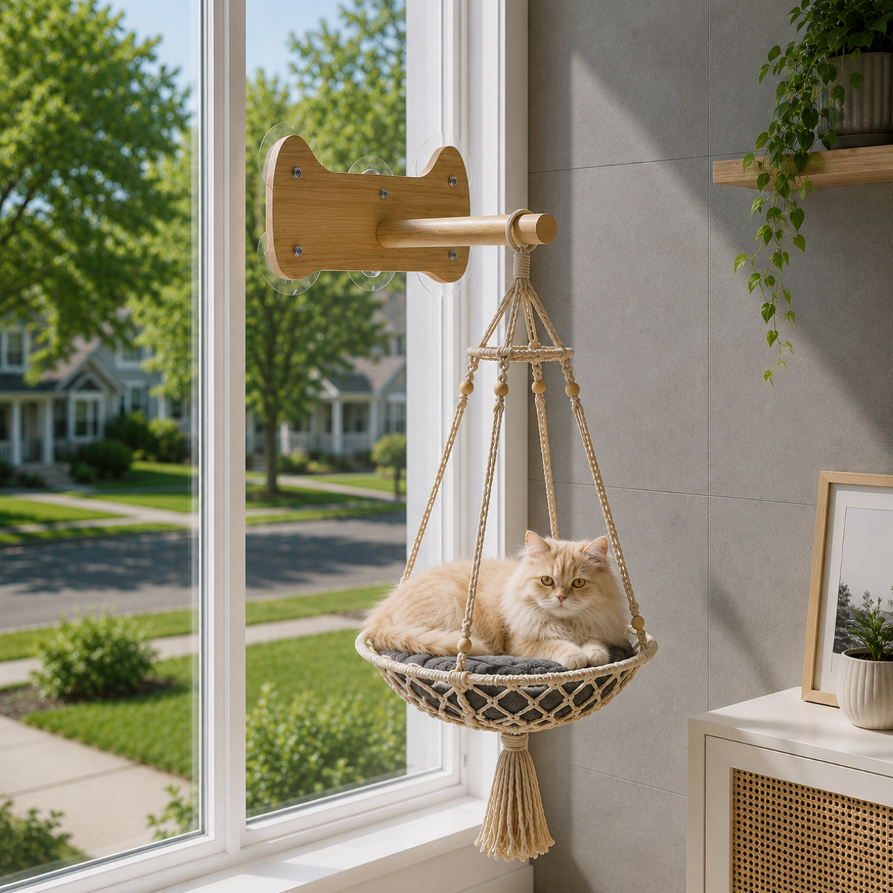 Macramé Hanging Cat Hammock