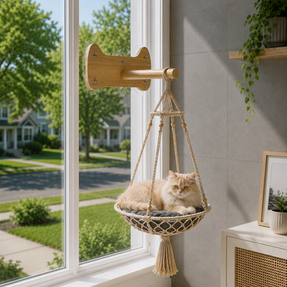 Macramé Hanging Cat Hammock